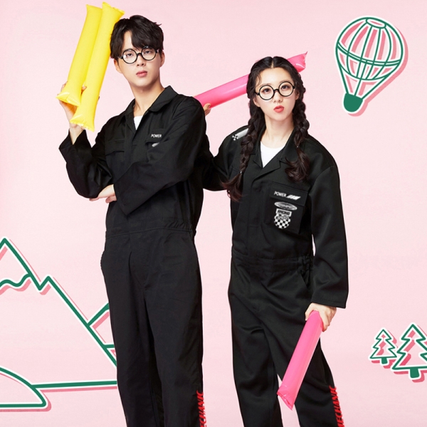 블랙 점프수트[긴팔세트]