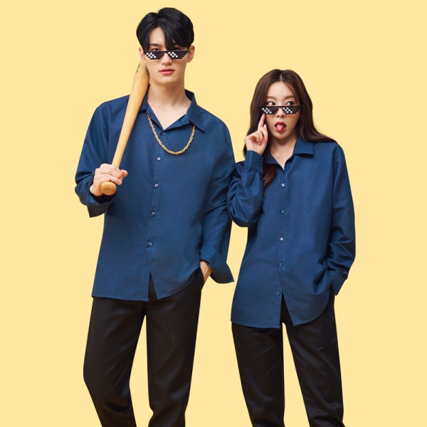 갱스터 긴팔 남방 [곤색]