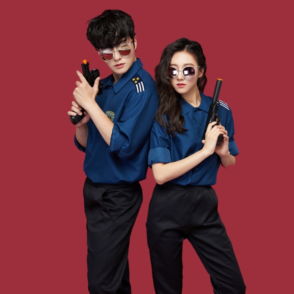 뉴경찰 긴팔 남방 [곤색]