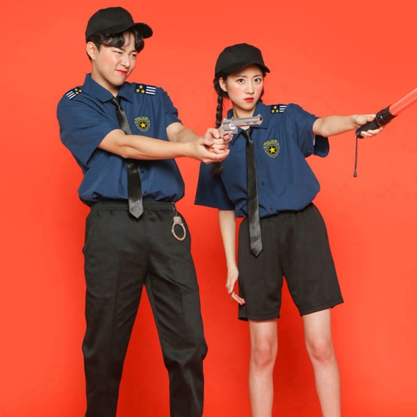 뉴경찰 반팔 남팔 [곤색]