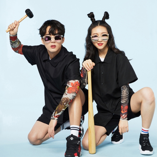 달밤 반팔 남방 반티 [검정]