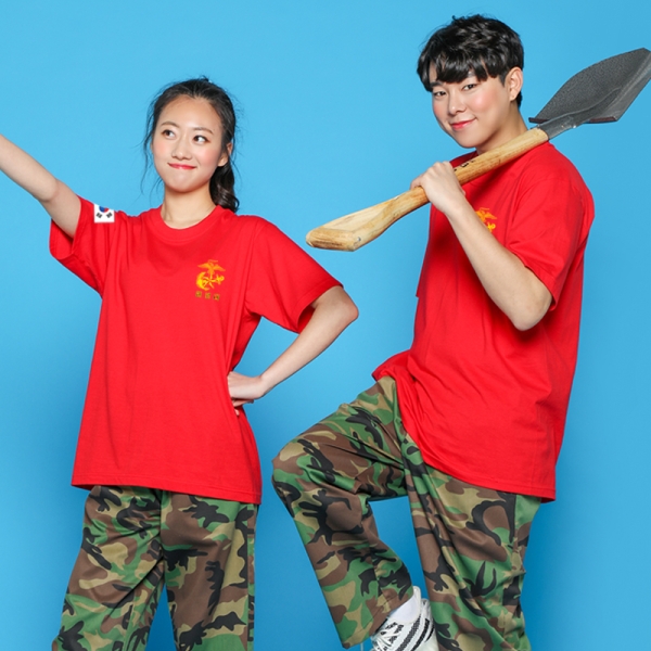 해병대 반팔 라운드 티셔츠 [레드] 