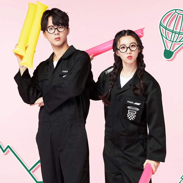 블랙 점프수트[긴팔세트]