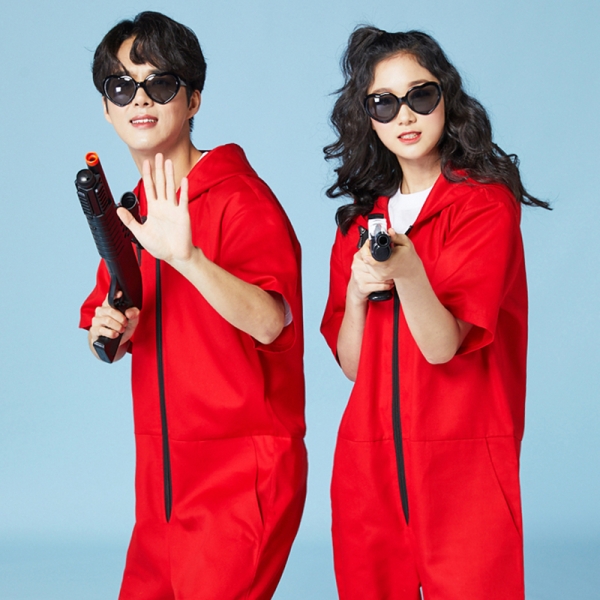 레드 점프수트[발팔/긴바지세트]