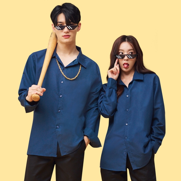 갱스터 긴팔 남방 [곤색]