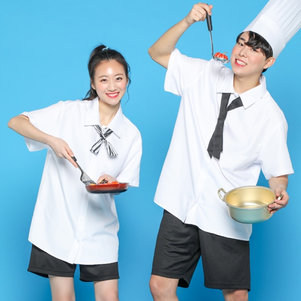 쉐프 반팔 남방  [백색]